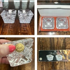 VTG CRISTALLERIE D'ARQUES Masquerade crystal candleholders made in France